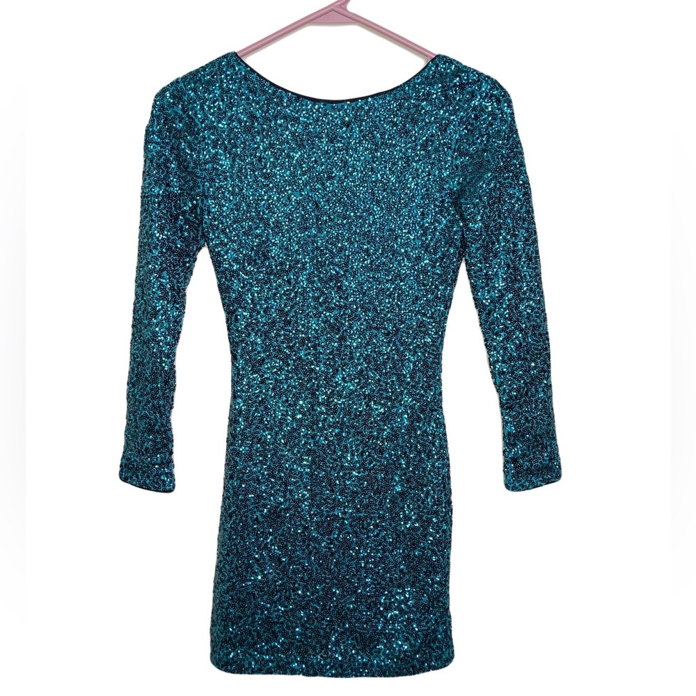 Divided Blue and Green Mini Dress Chic Style